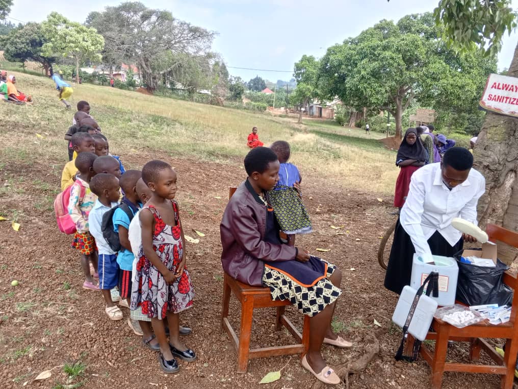 Health worker with vaccines