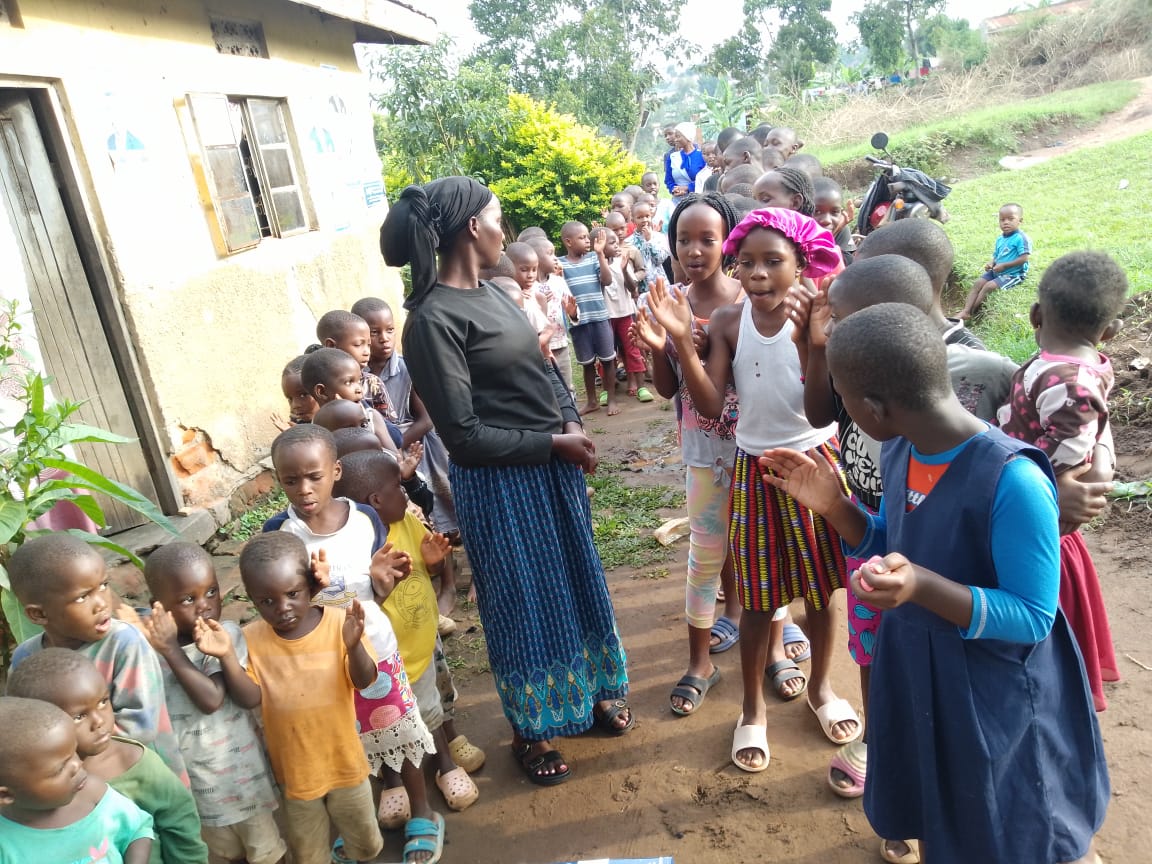 Teacher with students